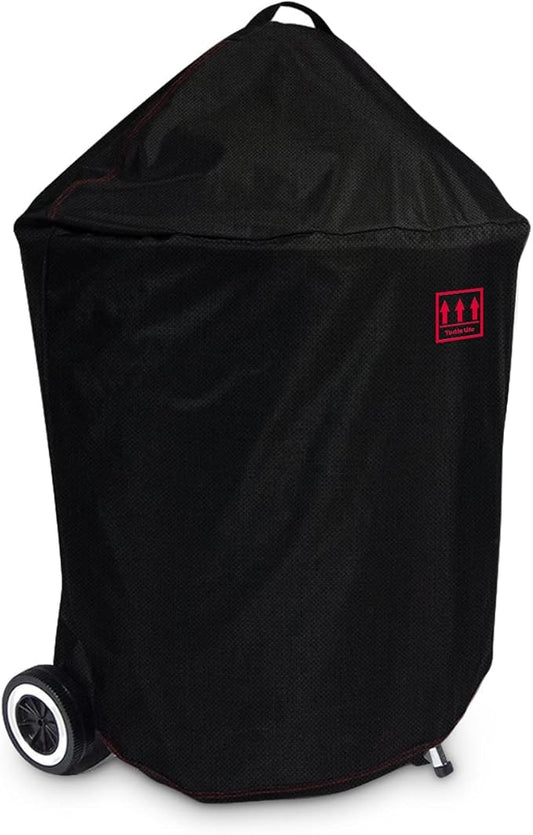 Turtle Life Round BBQ Grill Cover, 22inch Heavy Duty Durable Waterproof Rip Resistant UV Resistant Charcoal Kettle Grill Cover, Dia28 x 38" H, Black