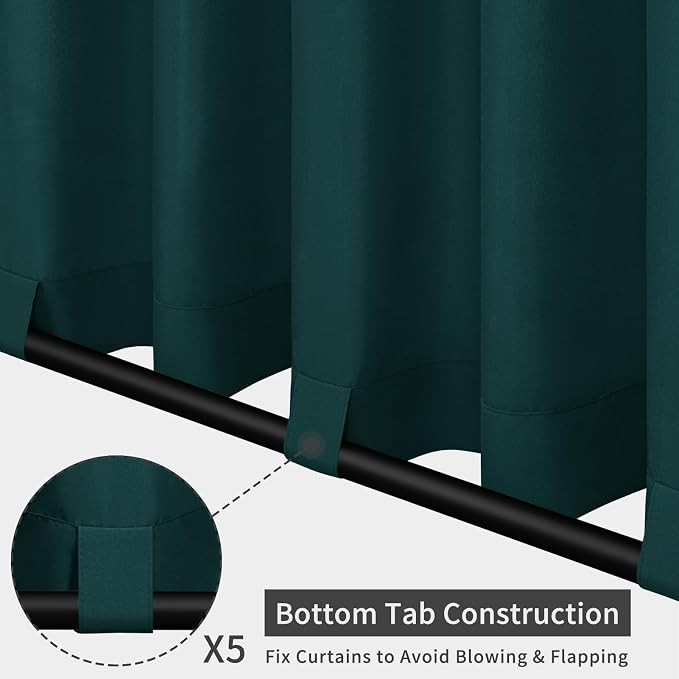 Easy-Going Outdoor Patio Curtains 2 Panels, 110x120 inch, Teal | Privacy - Image 3