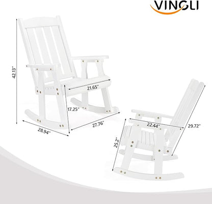 VINGLI Outdoor Rocking Chair, Heavy Duty 600 LBS Wooden Rocker, Weatherproof - Image 3