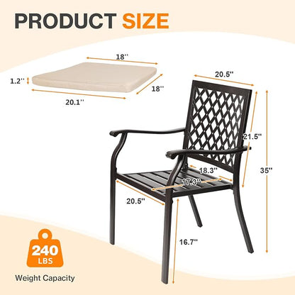 Patio Stackable Dining Chairs Set of 6, Outdoor Metal High Back Chairs Set - Image 3