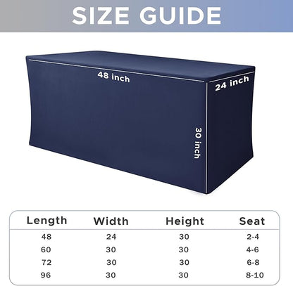 Nasitos 2 Pack - 48 x 24 Inch Navy Rectangle Tablecloths for 4 Foot Tables, Fitted Table Covers with Stain & Wrinkle Resistant Spandex/Polyester Fabric, Ideal for Parties, Craft Show, Trade Show