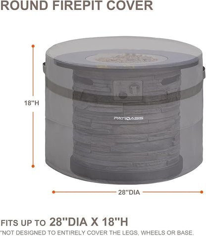 Smokeless Fire Pit Cover For Solo Bonfire Cover 28 Inch Grey Fire Bowl Cover Waterproof 600D Oxford Fireplace Covers Outdoor Fits for Solo Yukon Covers