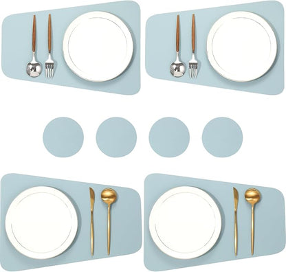 Faux Leather Waterproof Placemats Set of 8-Heat Resistant Non Slip and Scratch Resistant, Washable Indoor and Outdoor Dining Room Placemats for Kitchen, Dining Room and Patio Table Decoration