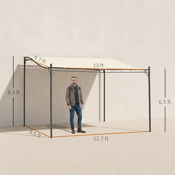 Outsunny 10' x 13' Steel Outdoor Pergola Gazebo Patio Canopy Cream White | - Image 7