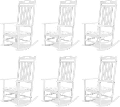 Outdoor Rocking Chair Set of 6, All-Weather Resistant Poly Lumber Rocker Chair by Adiromoti