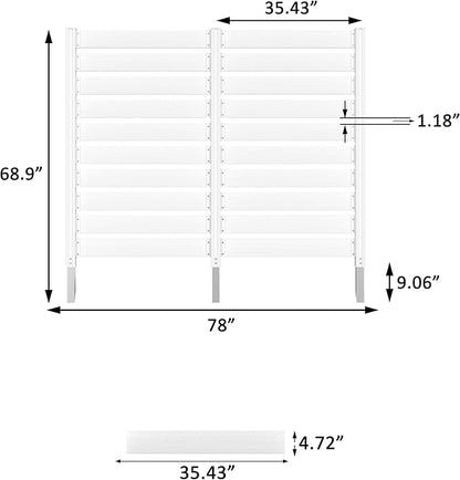 MUPATER 60"×78" No-Dig Privacy Screen, Sturdy Outdoor Screen for Hard Ground & Soil, Flexible Installation, Sturdy Aluminum Column, Decorative Fence Panel, Air Conditioner Shield, White (2 Panels)