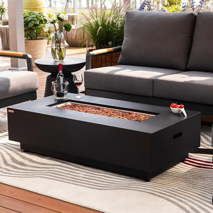 Westwood 50” Propane Fire Pit Smokeless Firepit Outdoor Gas Fire Pit for Outside Patio Firepit Table Includes Rain Cover Converter Kit Lava Rocks Lid CSA Certified