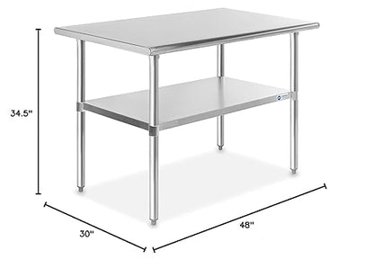 GRIDMANN Stainless Steel Work Table 48 x 30 Inches, NSF Commercial Kitchen Prep Table with Under Shelf for Restaurant and Home