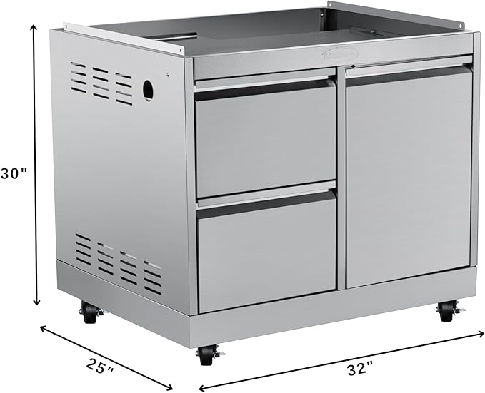KoolMore 32 in. Heavy-Duty Outdoor Stainless-Steel Cabinet for Built-in BBQ Grill with 2 Drawers and Propane Tank Storage (KM-OKS-BQ30CAB)