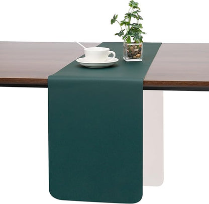 Myir JUN Table Runner Double Sided Vinyl Runner Table 55 Inch Long Runner for Table Washable Waterproof Non-Slip for Home Decorations Beige Green,12 x 55 inch
