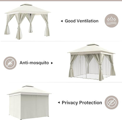 10'x10' Outdoor Gazebo, Heavy Duty Metal Frame Patio Canopy - Image 5