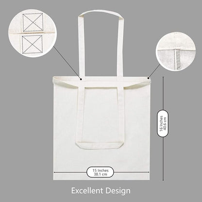 TOPDesign 6-Pack Economical 16"x15" Cotton Tote Bag, Lightweight Medium Reusable Grocery Shopping Cloth Bags, Suitable for DIY, Advertising, Promotion, Gift, Activity