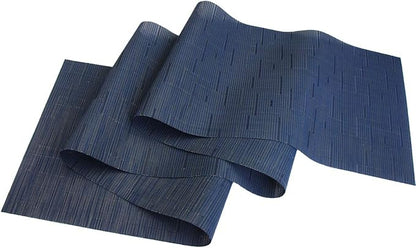 PIGCHCY Elegant Placemats with Matching Table Runner,Washable Durable Durable Vinyl Woven Table Mats Sets(6pcs Placemats+1pcs Table Runner,Same Style,Navy Blue)