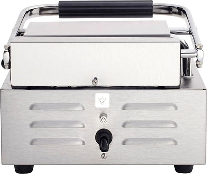 Kratos Commercial Electric Panini Sandwich Grill with Grooved Top and Smooth Bottom Plates, 9" x 9" Cooking Surface, Commercial Countertop Panini Press, 120V, 1750W (29Y-019)