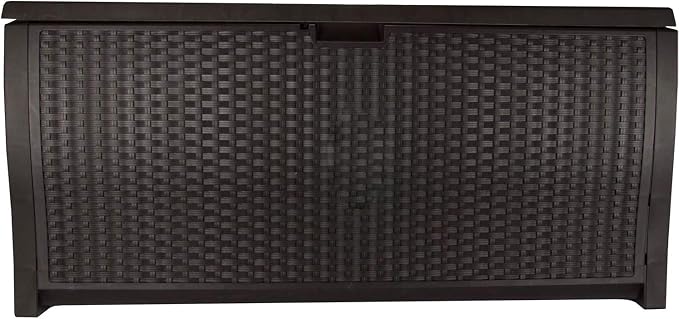 Suncast 99 Gallon Plastic Wicker Deck Box Container Storage - Image 7