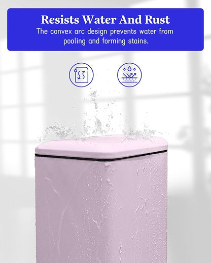 Bathroom Trash Can with Lid, 16.7L/ 4.4 Gallon Trash Can with Removable Inner Bucket, Soft Close lid, Stainless Steel Step Pedal Garbage Can for Bedroom, Kitchen, Home Office, Pink