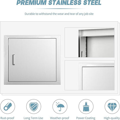 Outdoor Kitchen Door, 23 "W17 H Outdoor Kitchen Access Door, Stainless Steel Barbecue Single Door, Can Be Used for Outdoor Kitchen Island Or Outdoor Kitchen