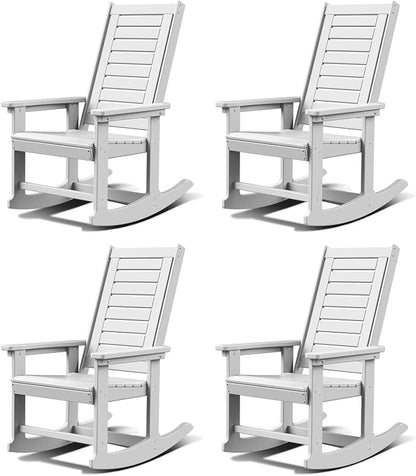 GREENVINES Oversized Outdoor Rocking Chairs Set of 4, HDPE Rocker by GreenVines