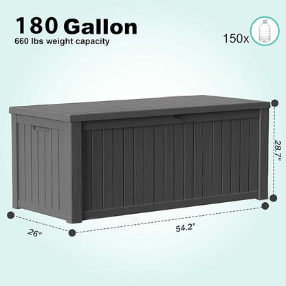 180 Gallon Outdoor Deck Box, Lockable Waterproof Outdoor Storage Boxes - Image 2