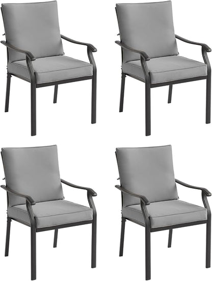 LVUYOYO Outdoor Patio Dining Chairs Set of 4, Metal Stackable Chairs Set by LVUYOYO