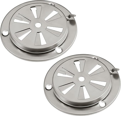 Stainless Steel BBQ Smoker Air Vent - Adjustable Grill Damper for Controlling Airflow - Replacement Parts for Grill and Smoker Vents - 2 Packs
