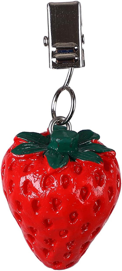Twofish Strawberry Resin Tablecloth Weights Clips Set of 4 - 100% Handicraft, Farmhouse Style, All-Season, Heat Resistant, Hand Wash Only