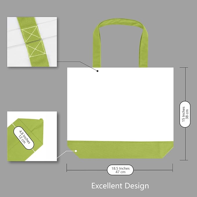 TOPDesign 1-Pack Super Strong Large 12oz Cotton Canvas Tote Bag, Reusable Grocery Shopping Cloth Bag, Fashionable Two-Tone Tote for Crafts, DIY Your Creative Designs