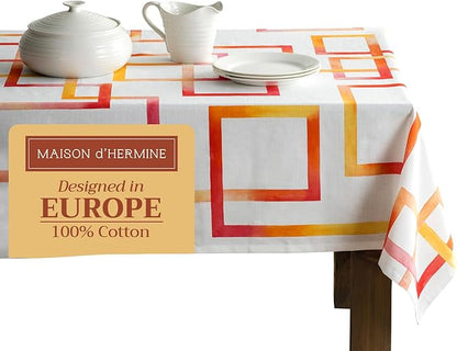 Maison d' Hermine Table Cloth Square Table 100% Cotton 54 x 54 Inches Tablecloth Reusable Decorative Everyday Use for Dining Room, Farmhouse, Home, Party, Festive & Wedding Spring Summer - Summer Maze