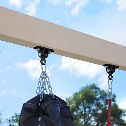 BETOOLL Heavy Duty Swing Hangers Swing Set Hardware Playground Porch Yoga Seat Trapeze Wooden Sets Indoor Outdoor Set Black of 4
