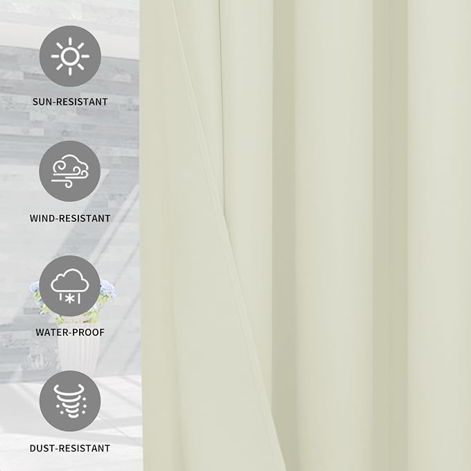 Easy-Going 100% Waterproof Outdoor Curtains 110x120 inch, Gazebo and Pergola 1 - Image 5
