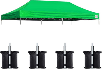 Eurmax USA 10x20 Pop Up Canopy Replacement Canopy Tent Top Cover, Instant Canopy Top Cover ONLY, Choose 30 Colors,Bonus 4PC Pack Weight Bag (10x20, Kelly Green)
