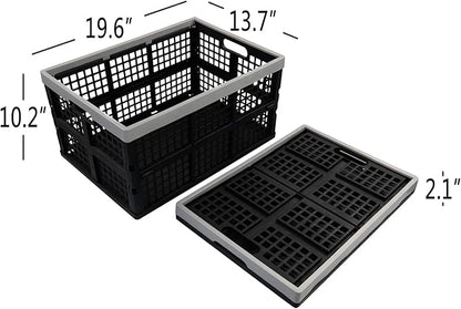 42 L Collapsible Crate Storage, Plastic Folding Storage Crates, 2 Pack
