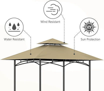 Grill Gazebo Canopy Replacement, 5 x 8 Ft, Khaki | Only Fits Model L-GG001PST-F - Image 3