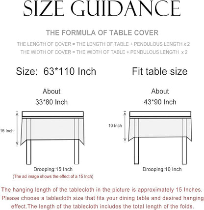 patdrea Designer Linen Extra Long Rectangular Table Cloth,Vintage Red Floral Tablecloth,Breathable Table Cover for Kitchen Dining,Tea Party,Christmas,Thanksgiving,Holiday,63"x110"-Newmari