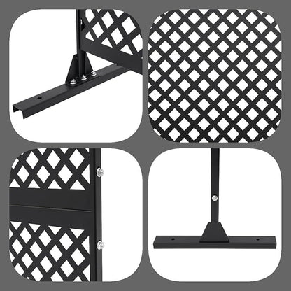 Outdoor Metal Privacy Screen with Stand, 35.4" W x 75" H Freestanding Metal Slatted Decorative Privacy Screen and Panels for Patio Garden Balcony Porch (Black Grill)