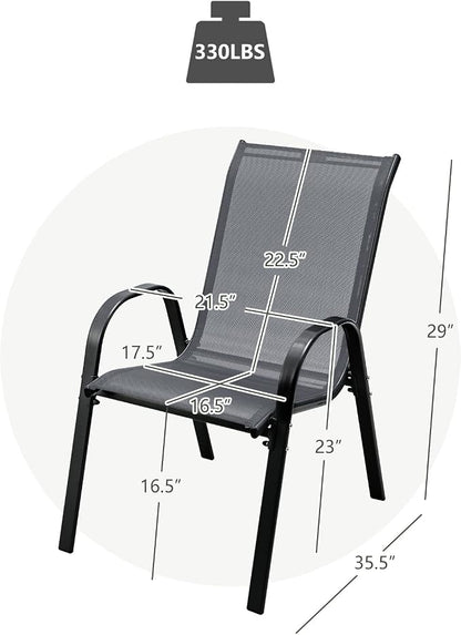 S AFSTAR Outdoor Chairs Set of 4, Stackable Patio Chairs - Image 3
