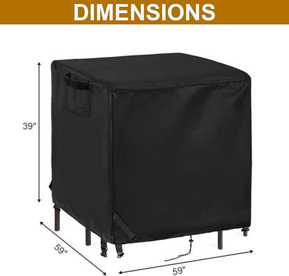 Waterproof Cover for Best Choice Products 5 Piece Outdoor Wicker Table Set 59"x59"x38", Protective Cover for Outdoor Bar Table and Stools Set