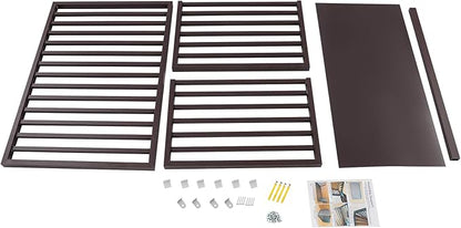 Air Conditioner Fence with Top Cover, 4 Panels 39.4 "L x 19.7 "W x 27.6" H Privacy Fence Panels for Outside, Freestanding Metal Trash Can Hider Outdoor, No-Dig Air Conditioner Sun Blocker Kit (Brown)