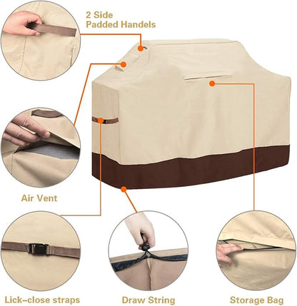 Vailge Grill Cover,52-inch Waterproof BBQ Cover,600D Heavy Duty Gas Grill Cover, UV & Dust & Rip & Fading Resistant,Suitable for Weber, Brinkmann, Char Broil Grills and More,Beige