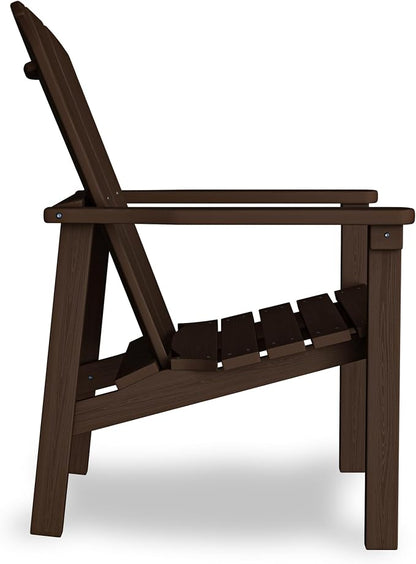 Compact Stackable Adirondack Chair, All Weather HDPE, Coffee | 26.3" Wide HDPE - Image 8