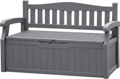 JUMMICO 80 Gallon Resin Outdoor Storage Bench Waterproof, Deck Box | Large Deck by JUMMICO