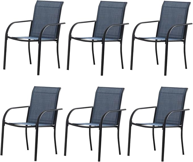 Outdoor Dining Chairs Set of 6, Stackable Patio Chairs by Seekverse