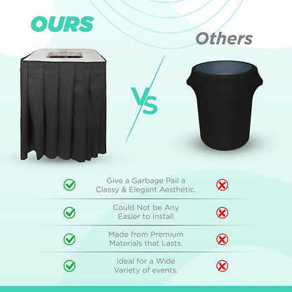 Marble & Maroon Square Trash Can Cover - 35 Gallon, ABS Plastic & Polyester, Ideal for Events & Residential Use
