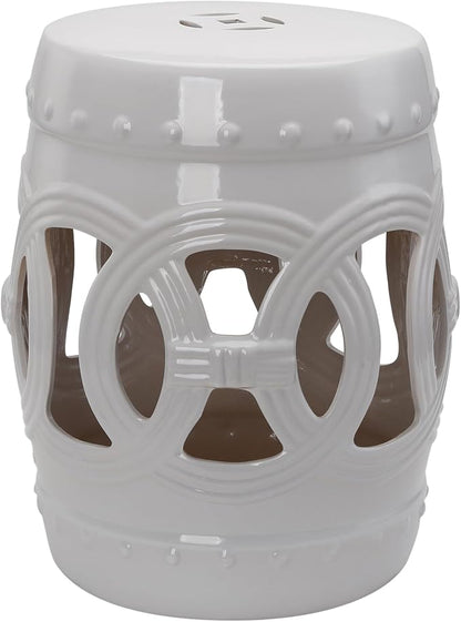 Outsunny 14" x 17" Ceramic Garden Stool Strong Glazed Material White | by Outsunny