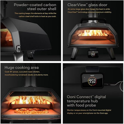Ooni Karu 2 Pro Pizza Oven Essentials Bundle - Includes Ooni Karu 2 Pro Cover, Gas Burner, Turning Peel and 14" Pizza Peel