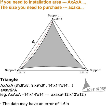 LOVE STORY 20' x 20' x 20' Triangle Sun Shade Sail - Image 2