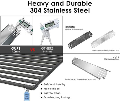 Hisencn Grill Parts for Home Depot Nexgrill 4 Burner 720-0830H, 720-0783E, 5 Burner 720-0888N, 720-0888 Gas Grill Models, 304 Stainless Steel Grill Burner, Heat Plate, Cast Iron Grill Grates