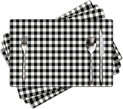 Lattice Placemats Set of 4 - Abstract Leather Heat Resistant Placemats for Dinner Table, Non-Slip Waterproof Oil-Proof Washable Reusable Placemat for Indoor Outdoor Kitchen Decor, 15.75In*11.81In