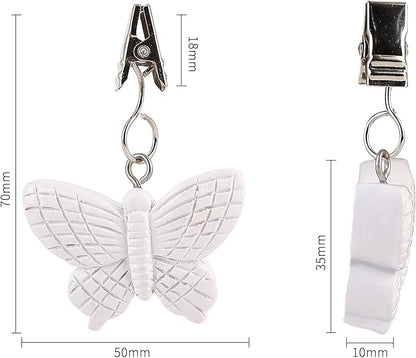 TwoFish Home Set of 4 White Butterfly Resin Tablecloth Weights Clips White Butterfly Handicraft Tablecloth Clamps Pack of 4