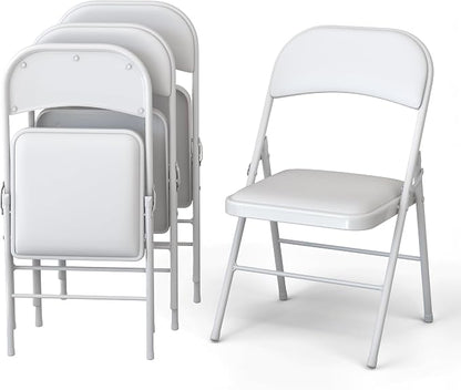 4 Pack Leather Chair | Foldable & Stackable | 350 lbs Capacity Steel Frame Seats by OurModernSpace